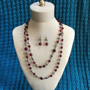 Beaded 44 inch Necklace with Matching Earrings